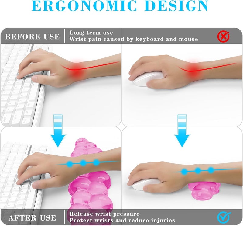 KEPUTAIER Gel Cloud Keyboard and Mouse Wrist Rest, Cute Wrist Support and Arm Support Keyboard Rest for Keyboard and Mouse Typing Pain Relief，Suitable for Office/Computer/Laptop/Gaming (Pink) - Image 2